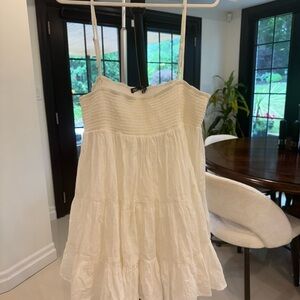 Linen White Strapless Short Summer Dress (lined underneath)